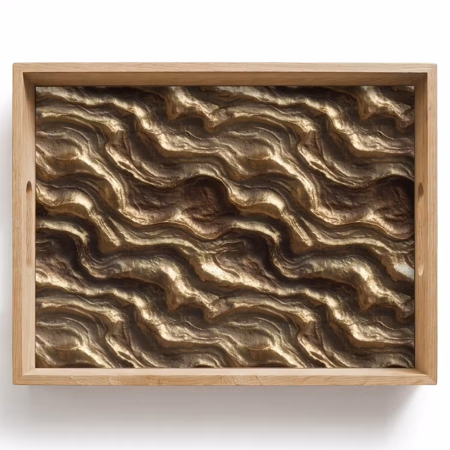 Reliëf - Golven - Abstract - Bronsgoud Dienblad Rechthoek middel 911 -z3d_shopping