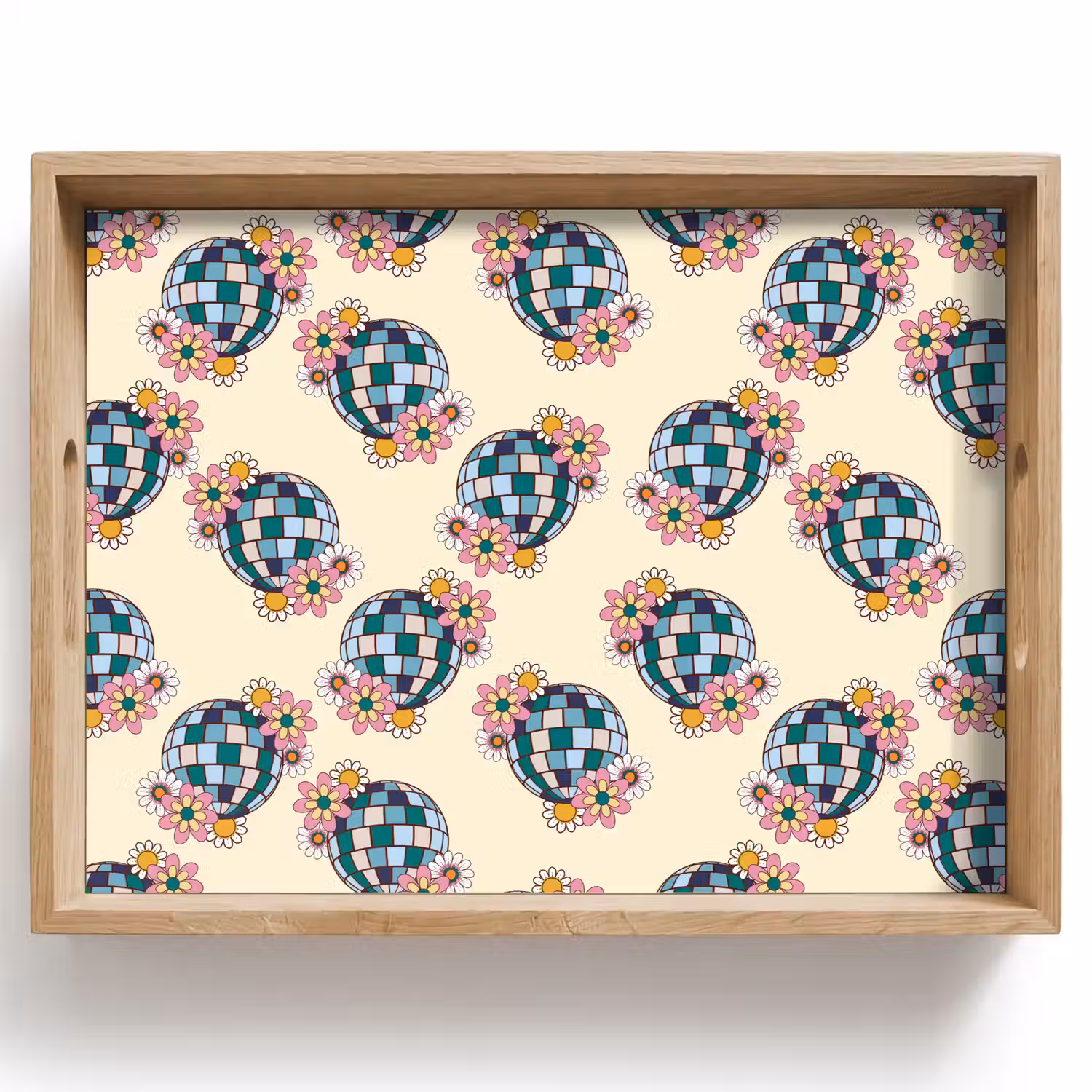 Retro - Disco - Bloemen - Discobal Dienblad Rechthoek middel 911 -z3d_shopping