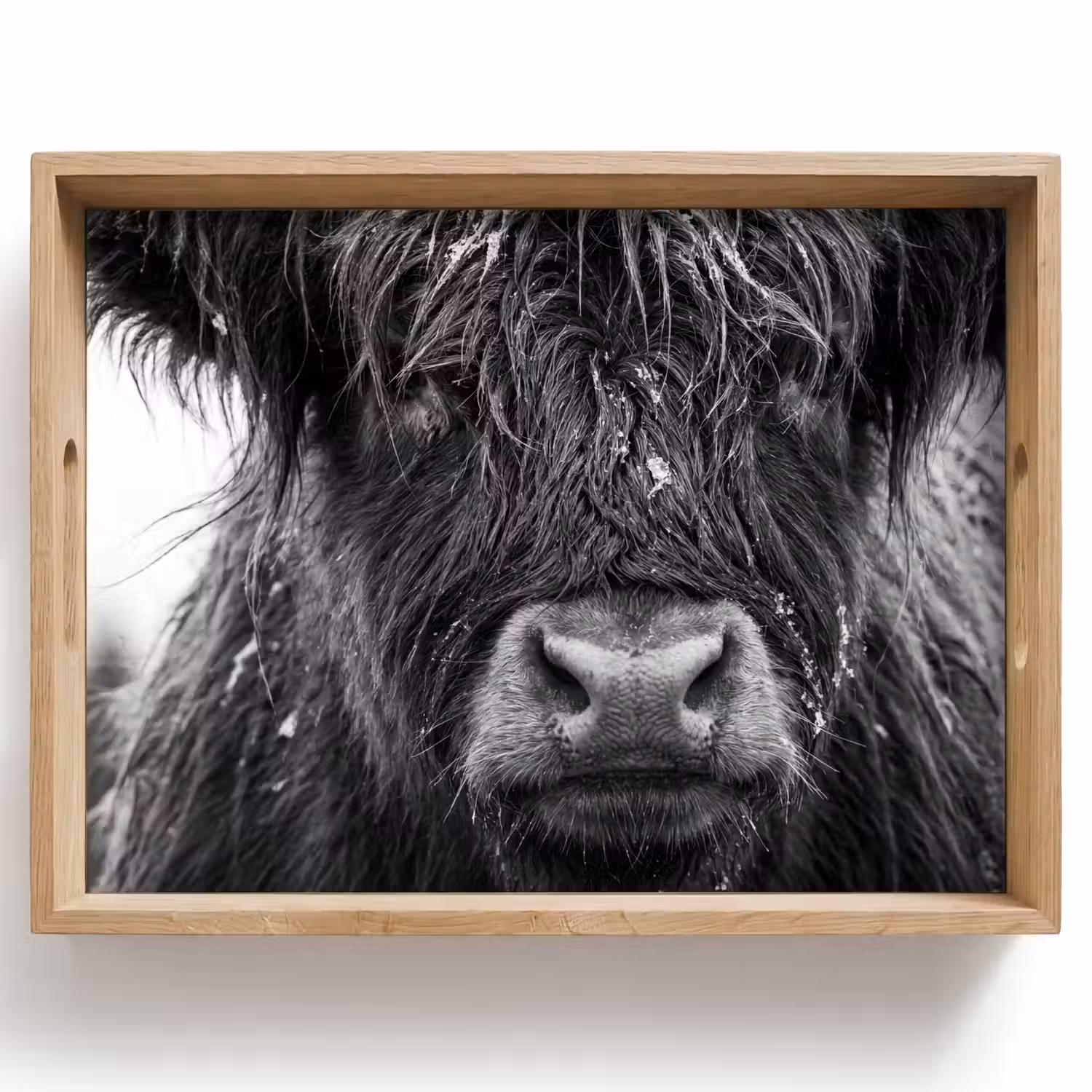 Schotse hooglander - Zwart - Wit - Sneeuwvlokken Dienblad Rechthoek middel -z3d_shopping
