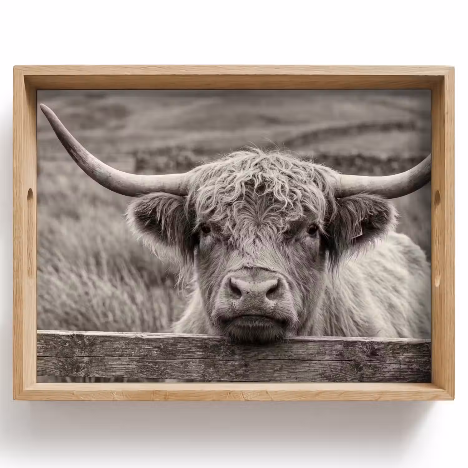 Schotse hooglander - Zwart - Wit - Hout Dienblad Rechthoek middel -z3d_shopping