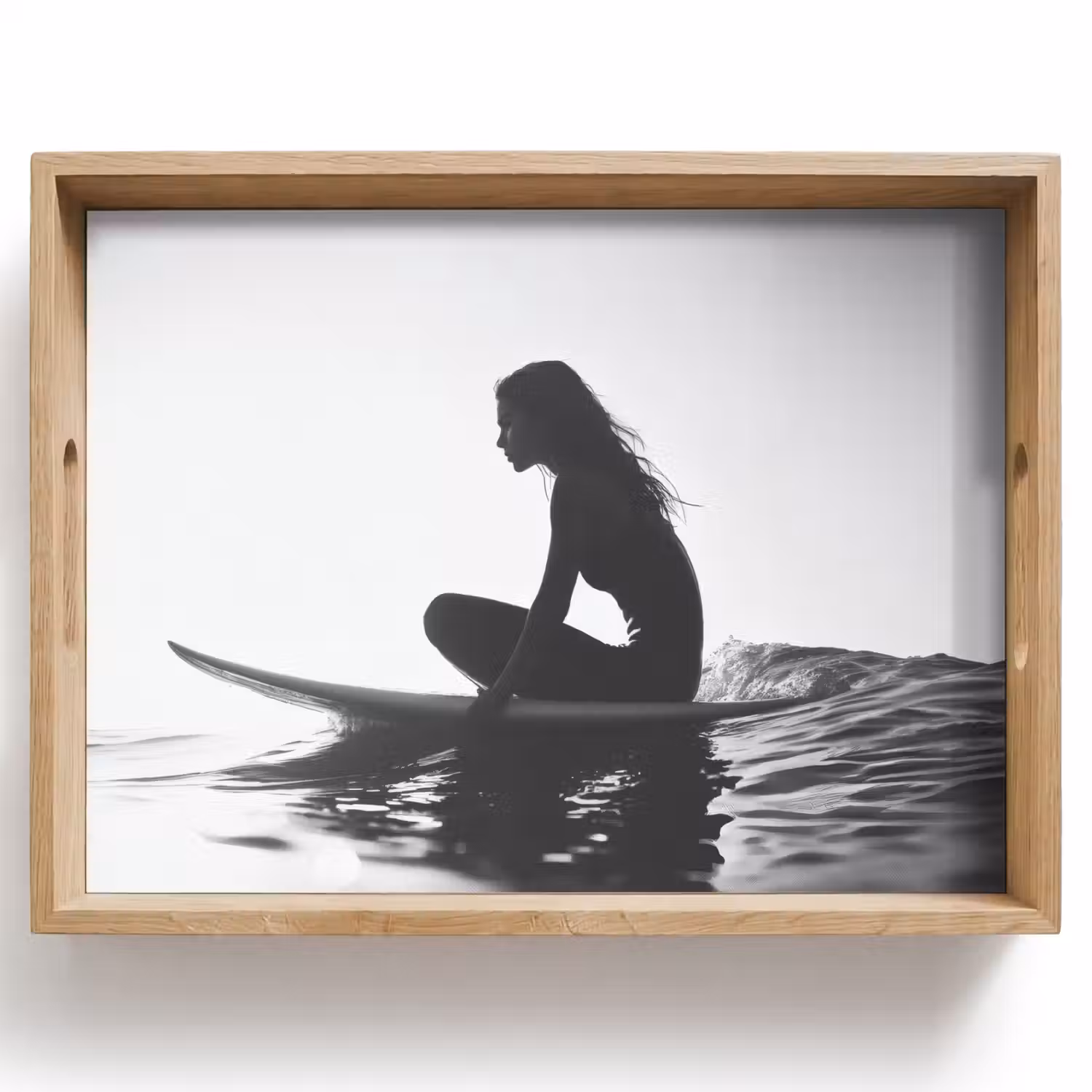 Silhouet - Vrouw - Surfplank - Water Dienblad Rechthoek middel -z3d_shopping