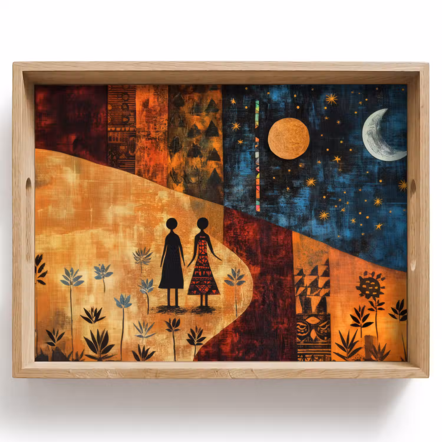 Silhouetten - Abstract - Zon - Maan Dienblad Rechthoek middel -z3d_shopping