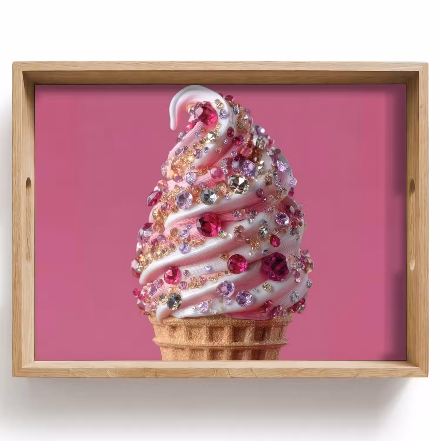 Softijs - Edelstenen - Roze - Hoorntje Dienblad Rechthoek middel -z3d_shopping