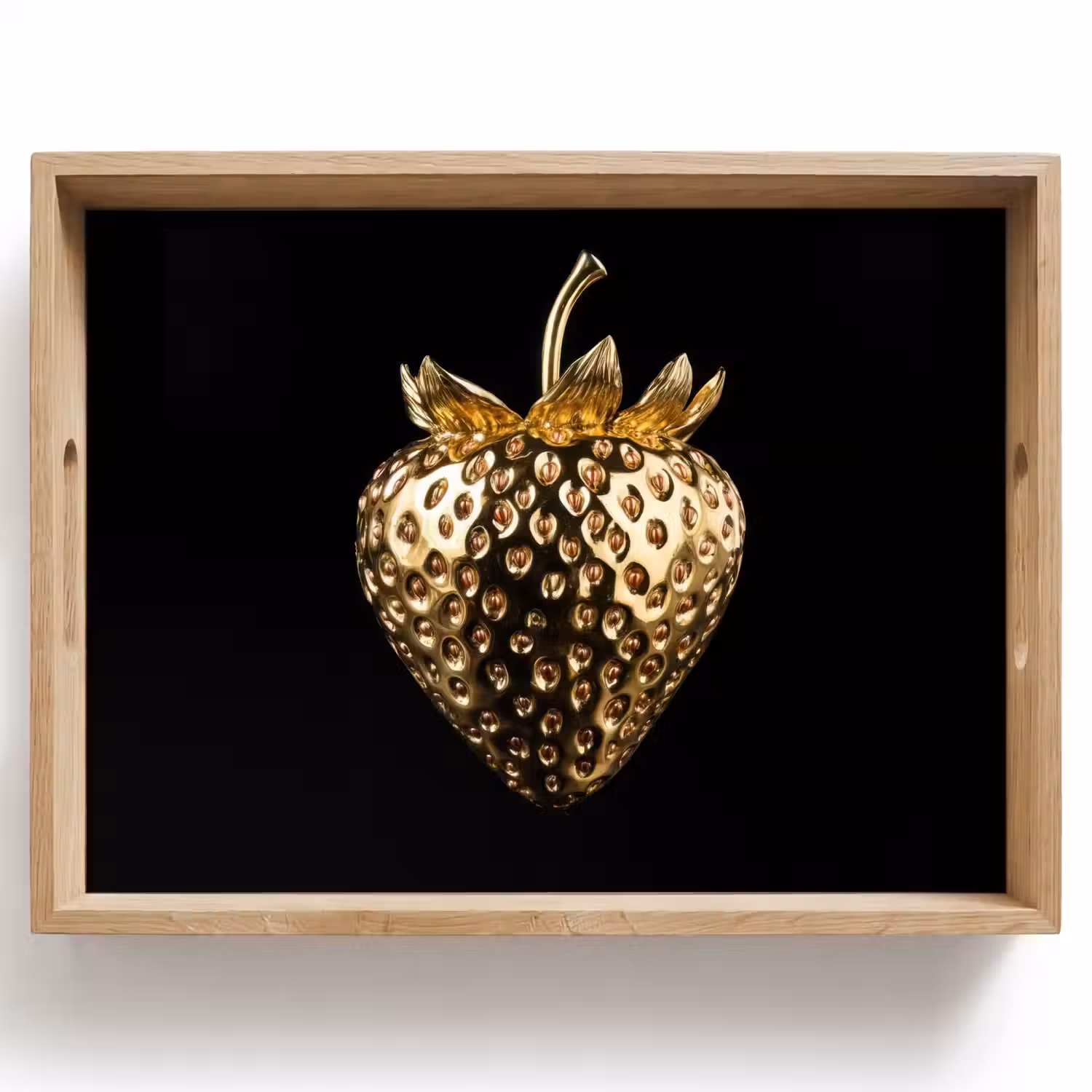 Aardbei - Goud - Zwart - Chrome Dienblad Rechthoek middel -z3d_shopping