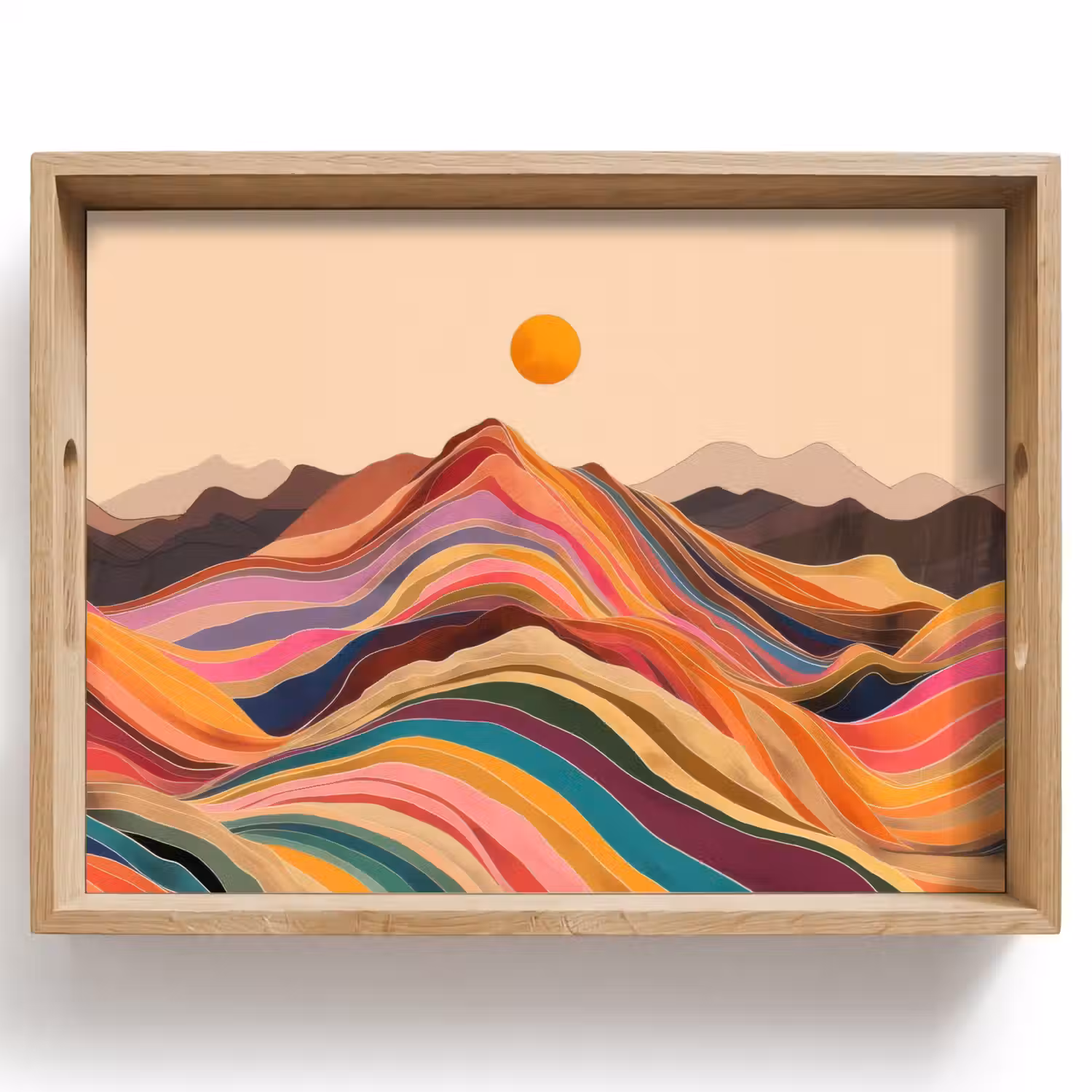 Zon - Kleurrijk landschap - Bergen Dienblad Rechthoek middel -z3d_shopping