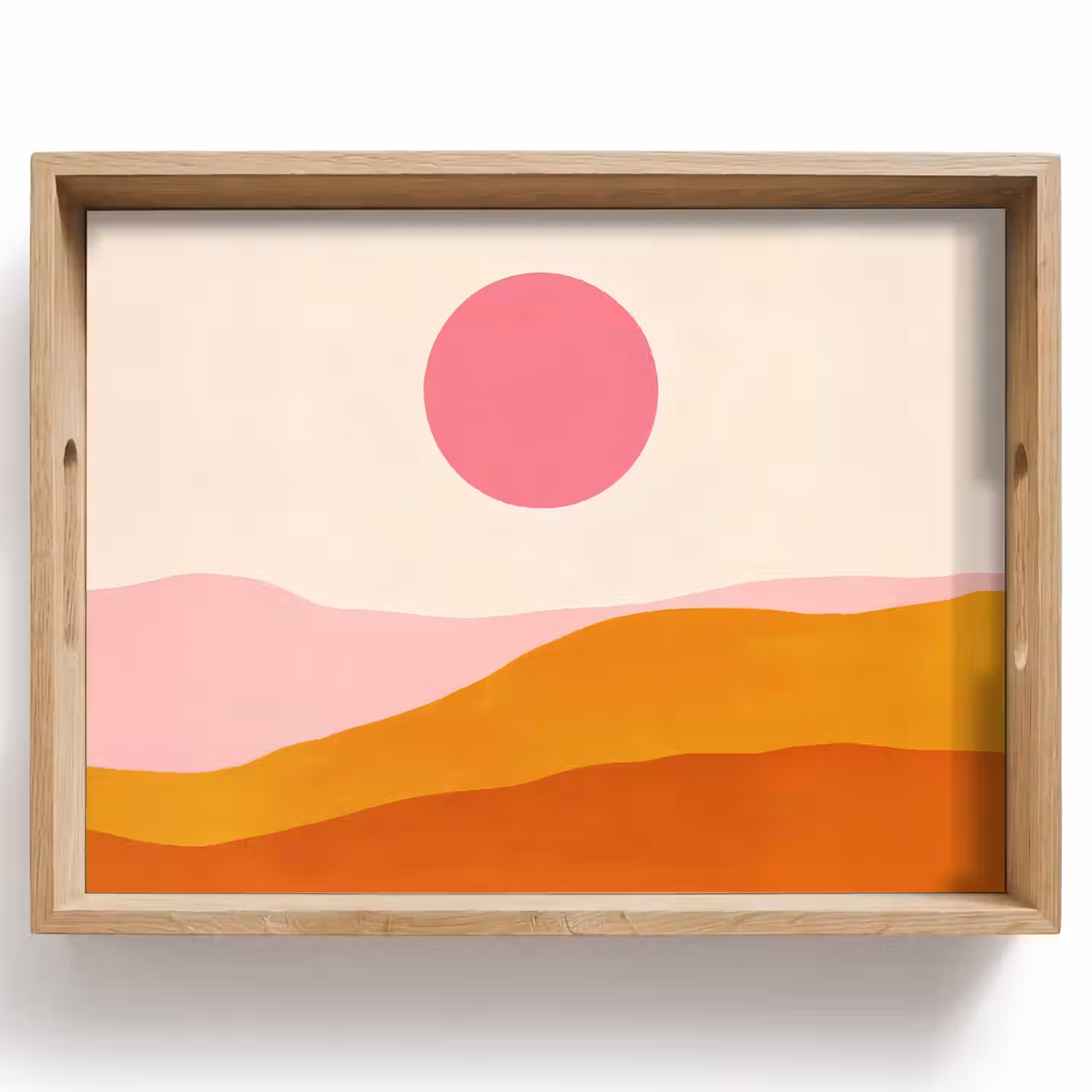 Zon - Heuvels - Abstract - Roze Dienblad Rechthoek middel -z3d_shopping