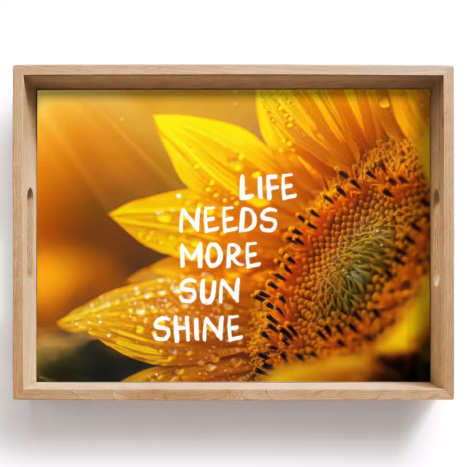 Zonnebloem - Close up - Geel - Quote Dienblad Rechthoek middel -z3d_shopping