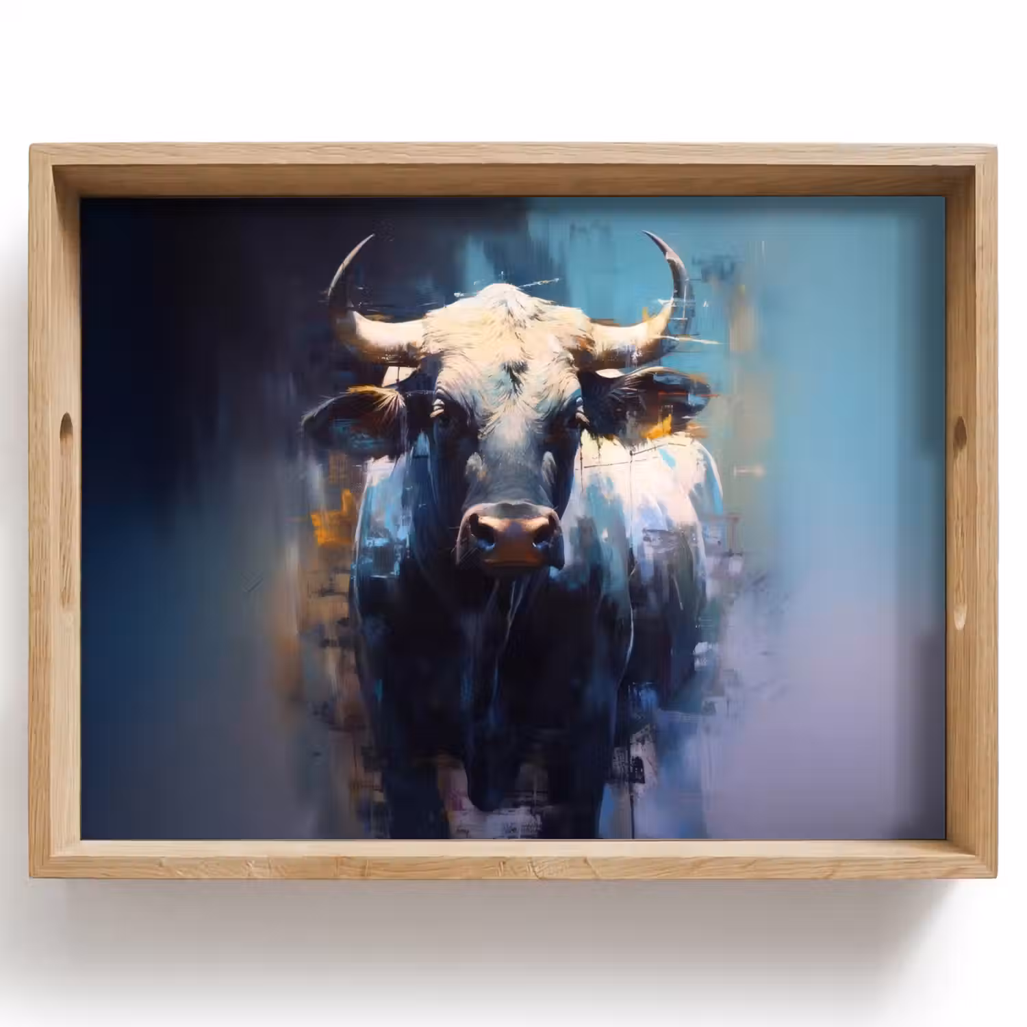 Stier - Zwart - Abstract - Horens Dienblad Rechthoek middel -z3d_shopping