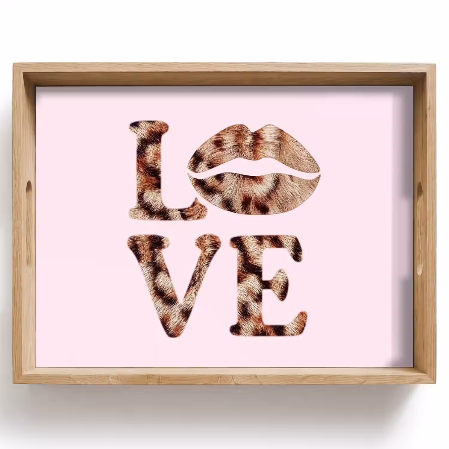 Tekst - Love - Pantervacht - Lichtroze Dienblad Rechthoek middel -z3d_shopping