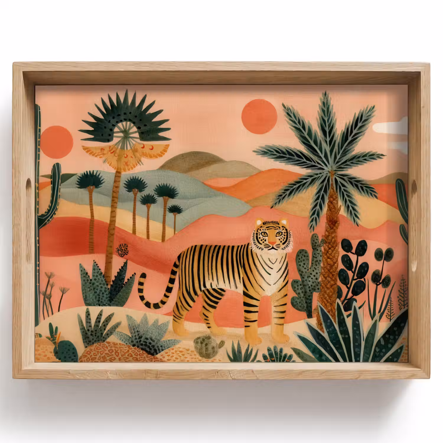 Tijger - Kleurrijk - Palmen - Cactus Dienblad Rechthoek middel -z3d_shopping