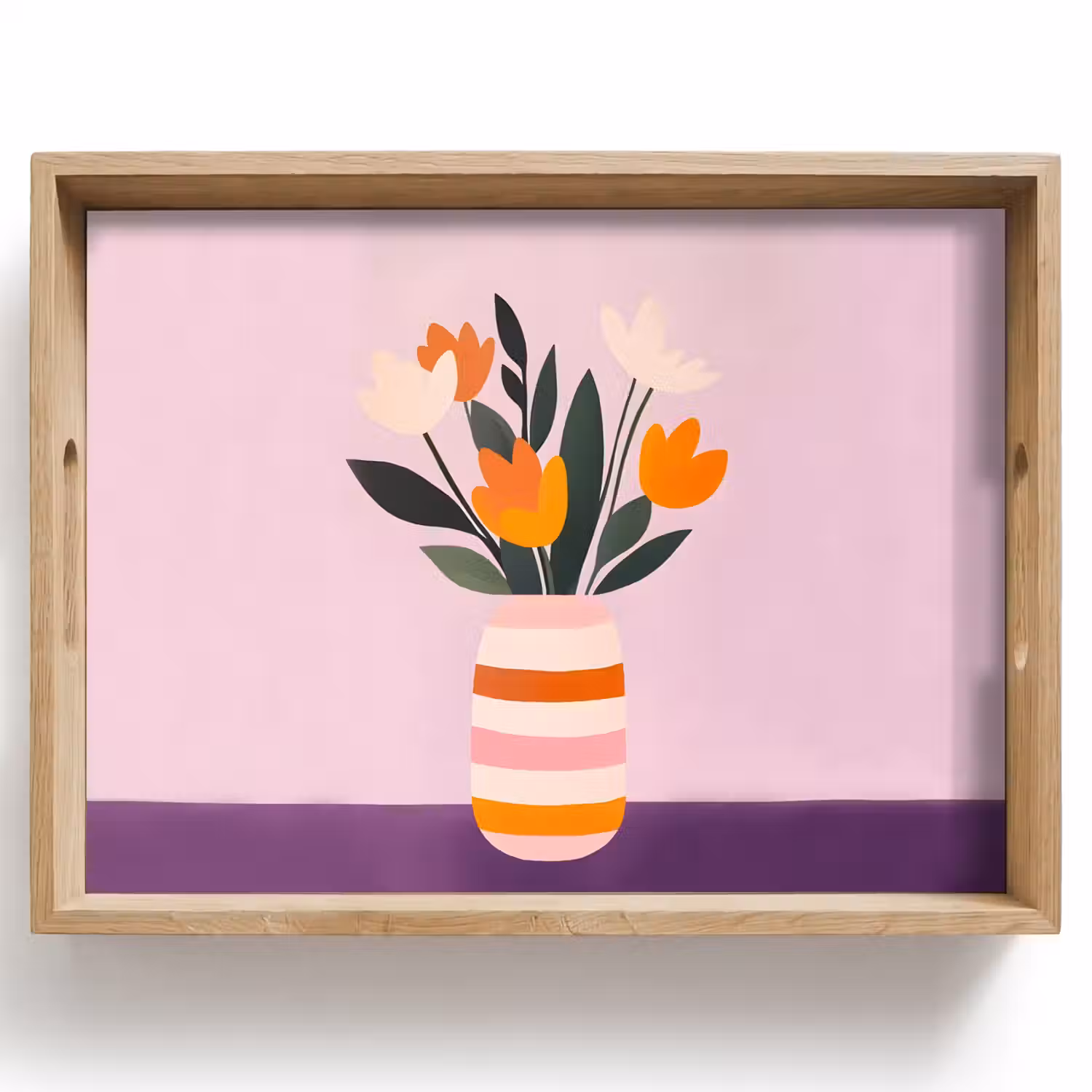 Tulpen - Vaas - Strepen - Paars Dienblad Rechthoek middel -z3d_shopping