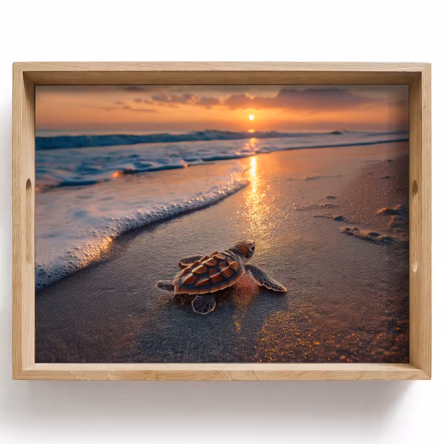 Schildpad - strand - Zonsondergang Dienblad Rechthoek middel -z3d_shopping
