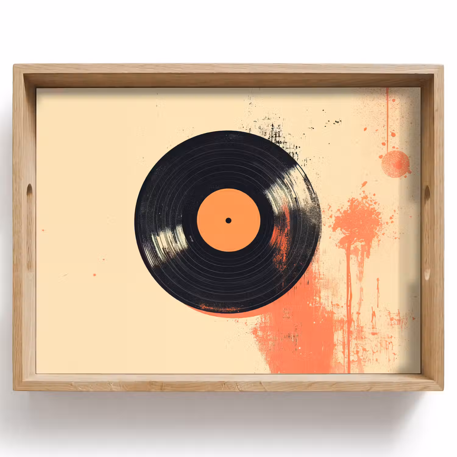 Vinylplaat - Zwart - Verfspatten - Retro Dienblad Rechthoek middel -z3d_shopping