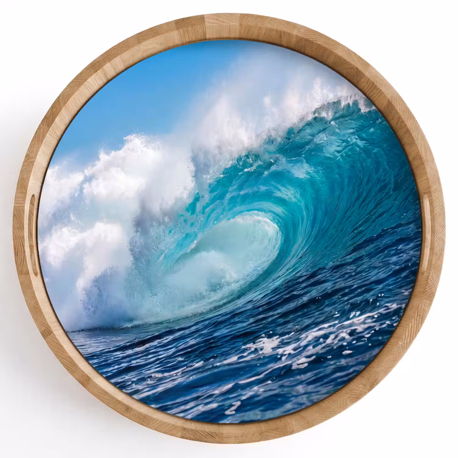 Golf - Oceaan - Water - Dynamisch - Blauw Dienblad Rond middel -z3d_shopping
