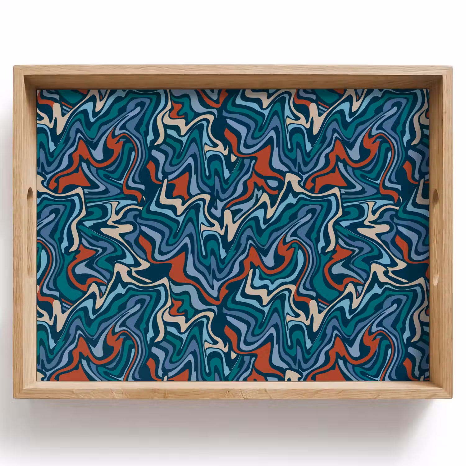 Golven - Retro - Blauw - Patroon Dienblad Rechthoek middel 911 -z3d_shopping