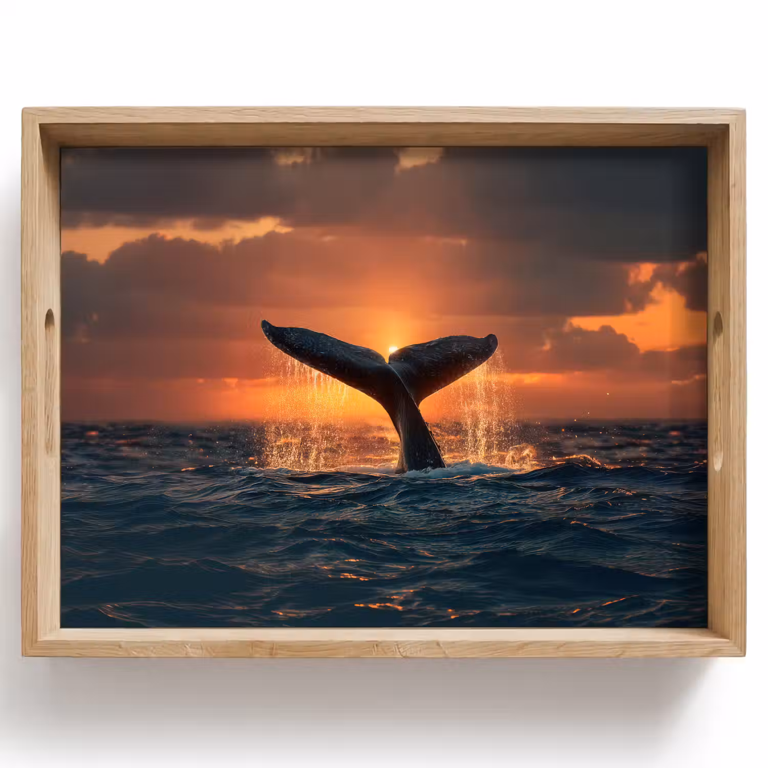 Walvis staart - Water - Zonsondergang Dienblad Rechthoek middel -z3d_shopping