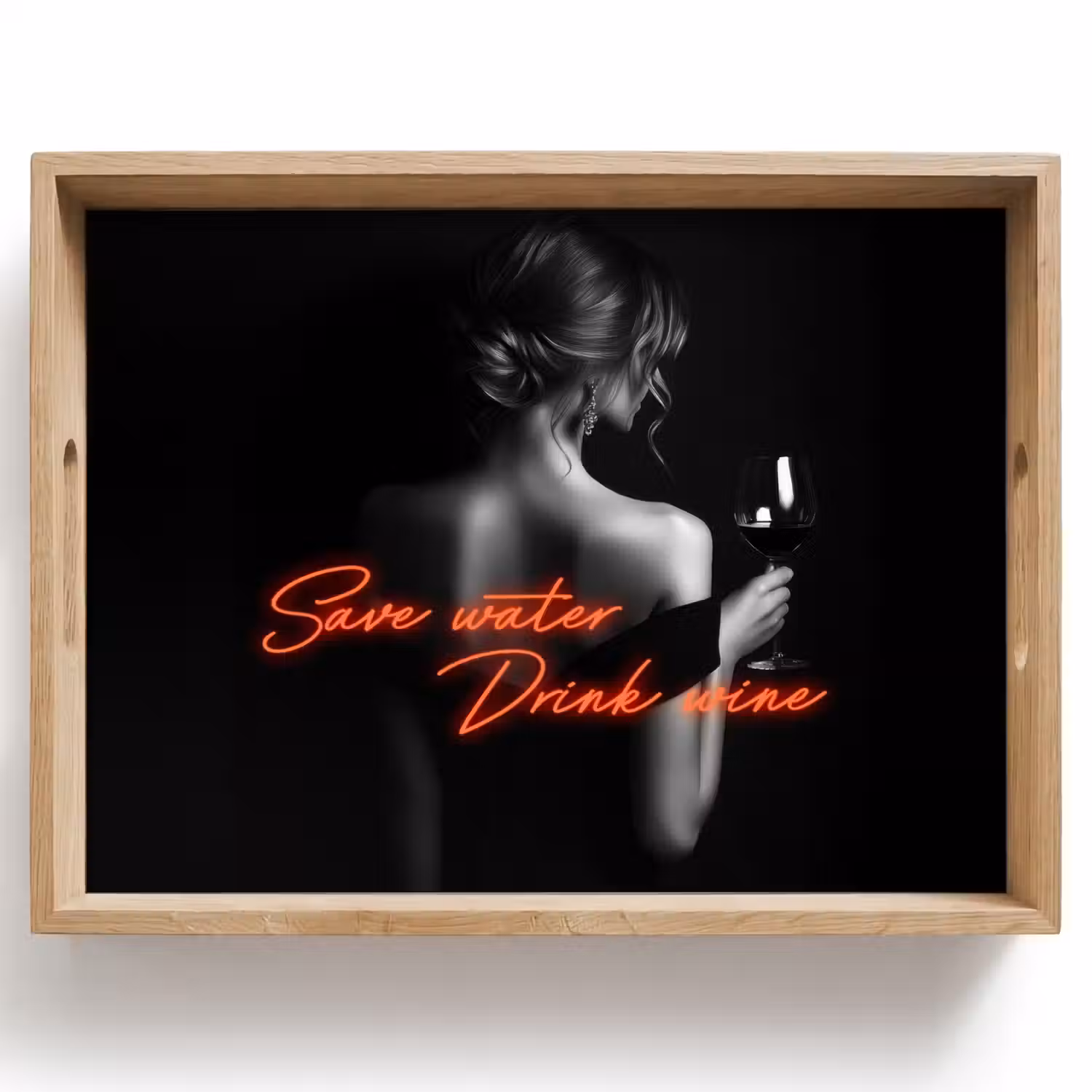 Wijn - Vrouw - Neon - Quote Dienblad Rechthoek middel -z3d_shopping