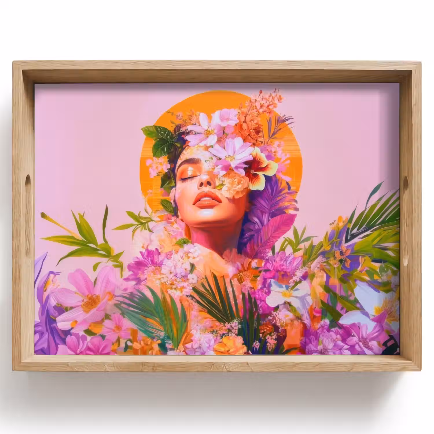 Vrouw - Abstract - Cirkel - Bloemen Dienblad Rechthoek middel -z3d_shopping