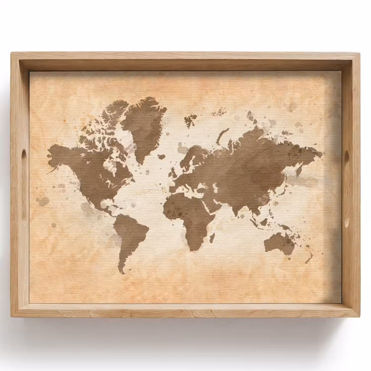 Wereldkaart - Beige - Bruin Dienblad Rechthoek middel -z3d_shopping