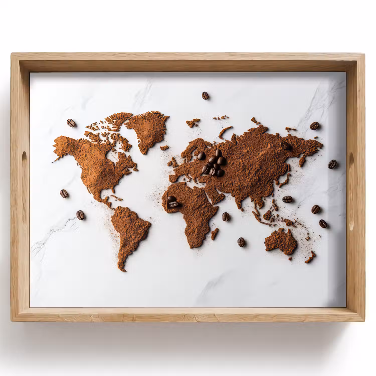 Wereldkaart - Koffie - Marmer Dienblad Rechthoek middel -z3d_shopping