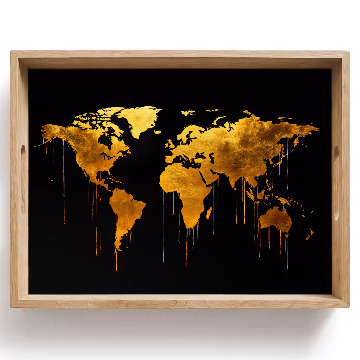Wereldkaart - Goud - Druipen - Zwart Dienblad Rechthoek middel -z3d_shopping