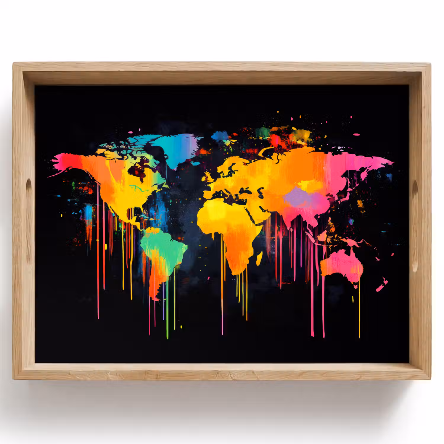 Wereldkaart - Verf - Kleurrijk - Graffiti - Wereld Dienblad Rechthoek middel -z3d_shopping
