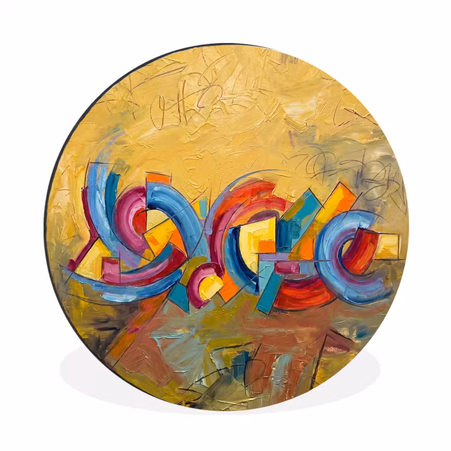 Abstract - Cirkels - Schilderij - Kleurrijk - Dynamisch Wandcirkel aluminium klein -3d