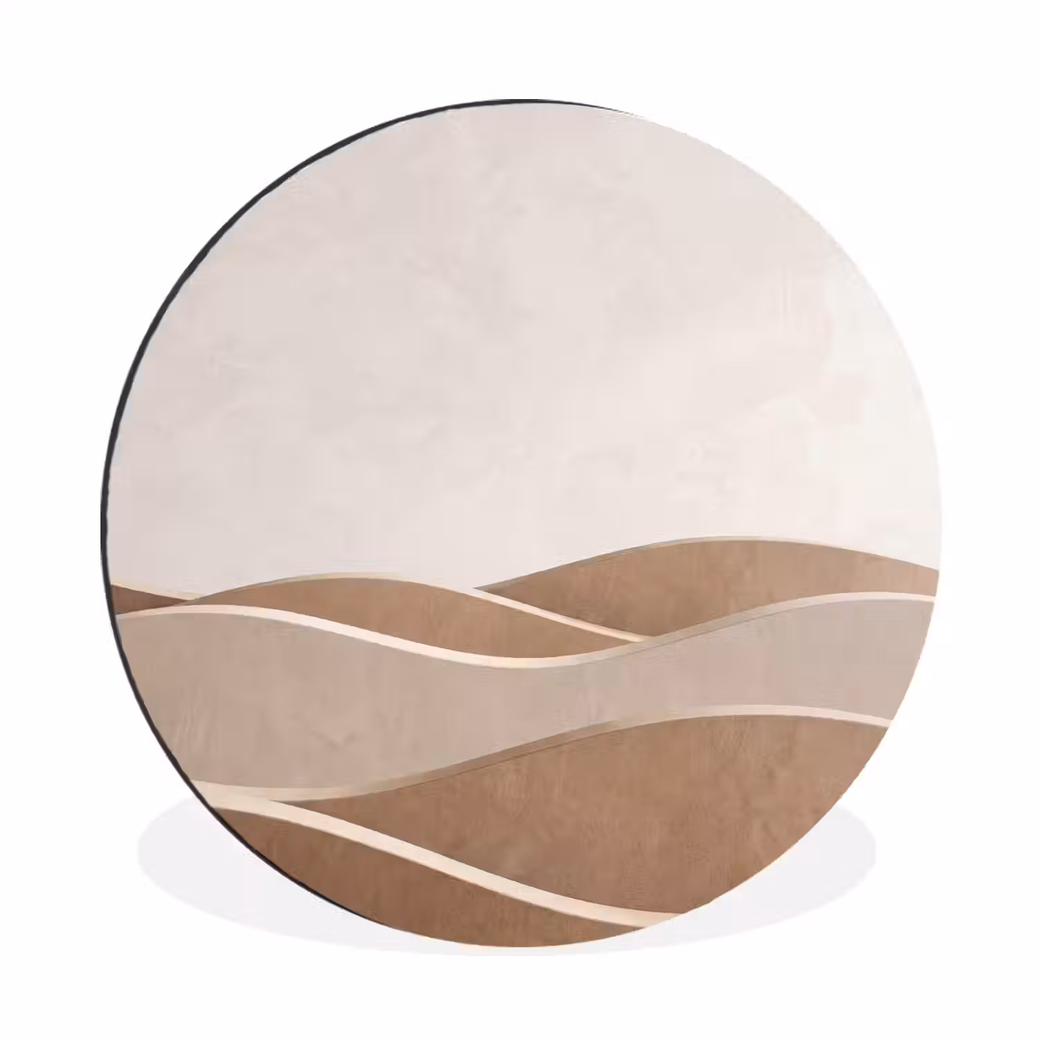 Abstract - Golven - Modern - Beige Wandcirkel aluminium klein -3d