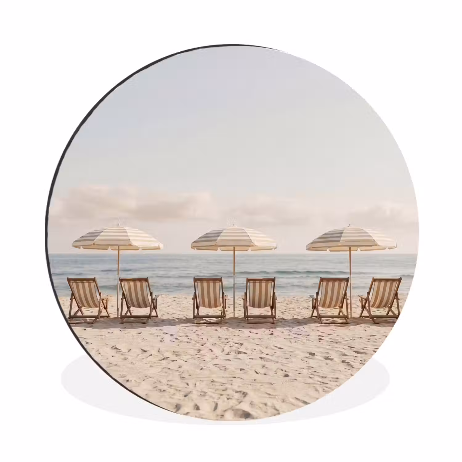 Strand - Stoelen - Parasol Wandcirkel aluminium klein -3d