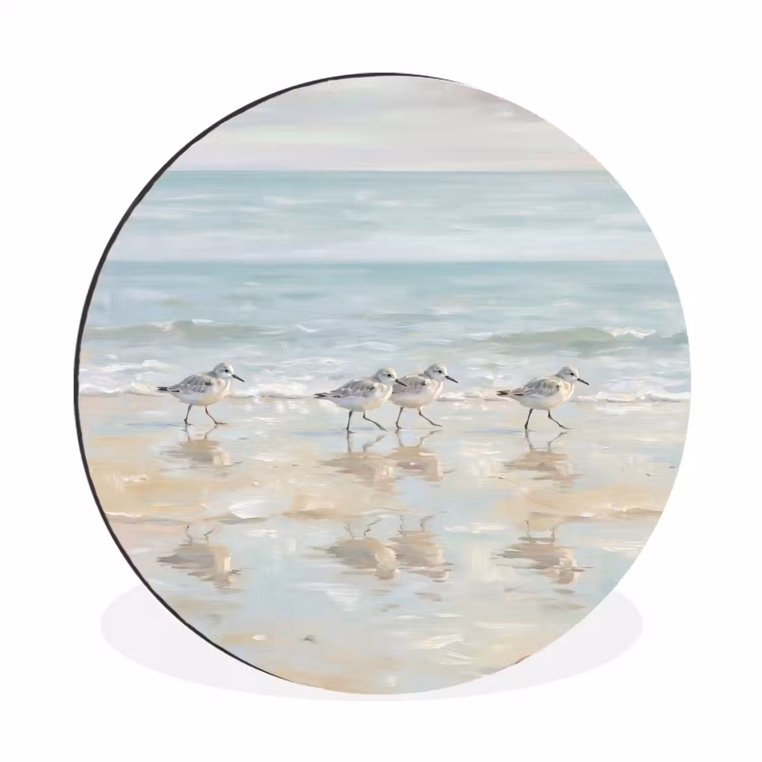 Vogels - Strand - Zee Wandcirkel aluminium klein -3d