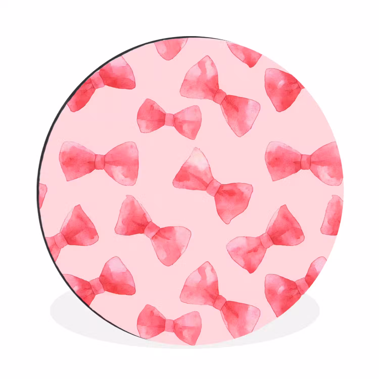 Strikken - Aquarel - Roze Wandcirkel aluminium klein 190 -3d
