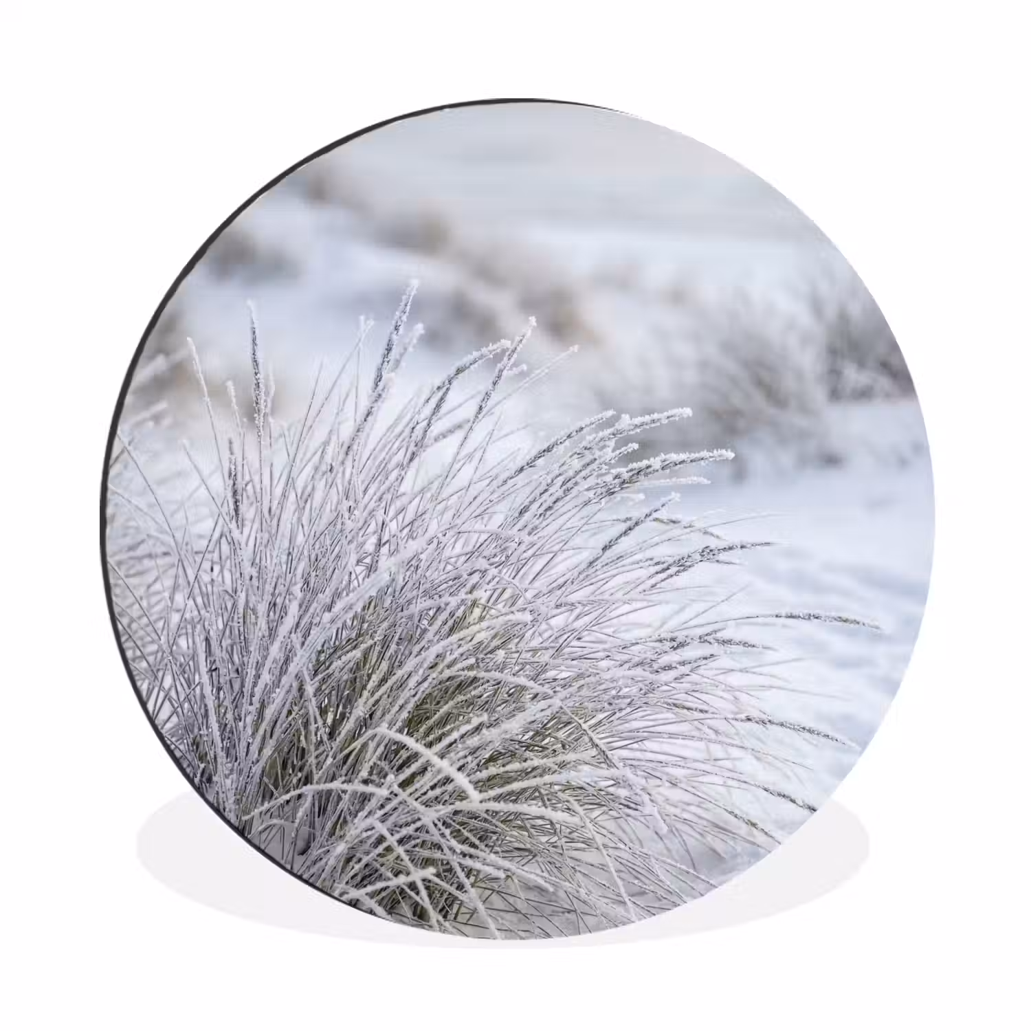 Duinen - Sneeuw - Strand - Winter - Serene Wandcirkel aluminium klein -3d