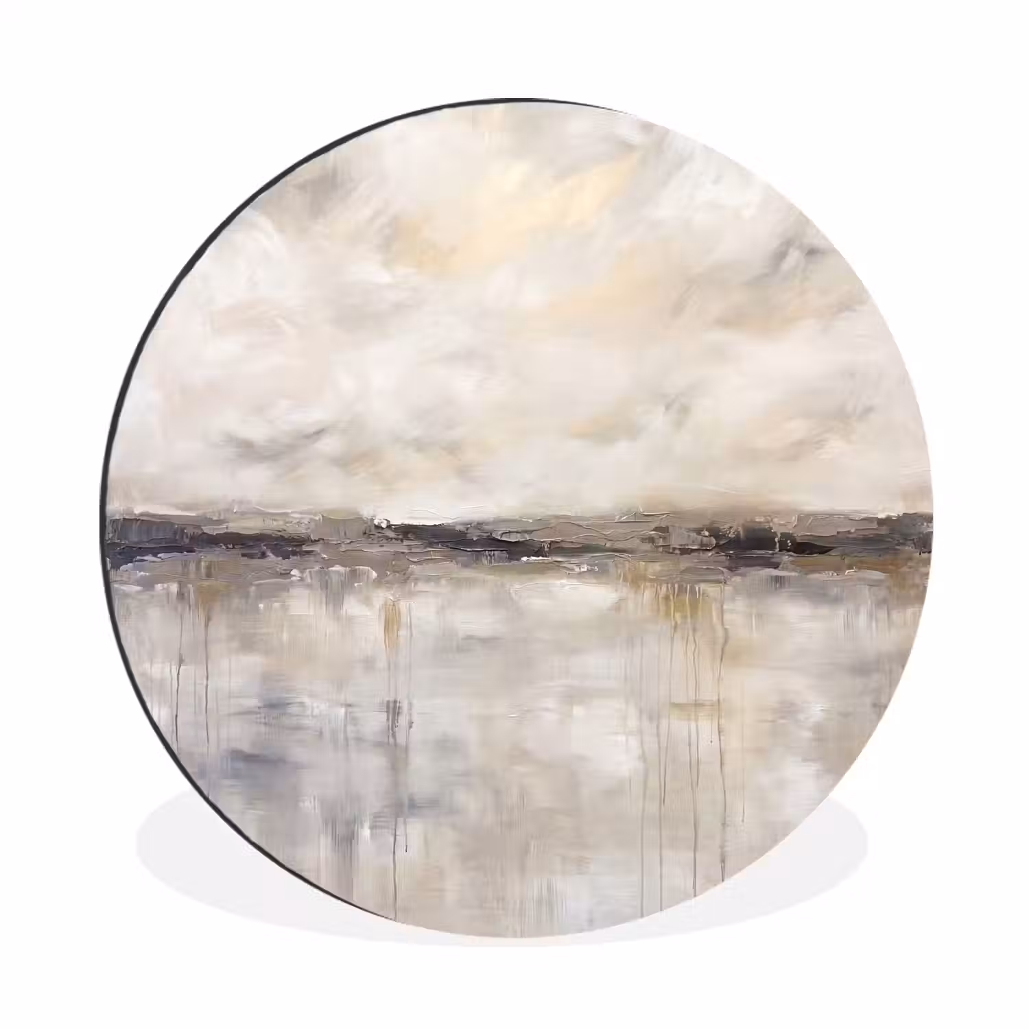 Landschap - Horizon - Natuur - Abstract - Neutraal Wandcirkel aluminium klein -3d