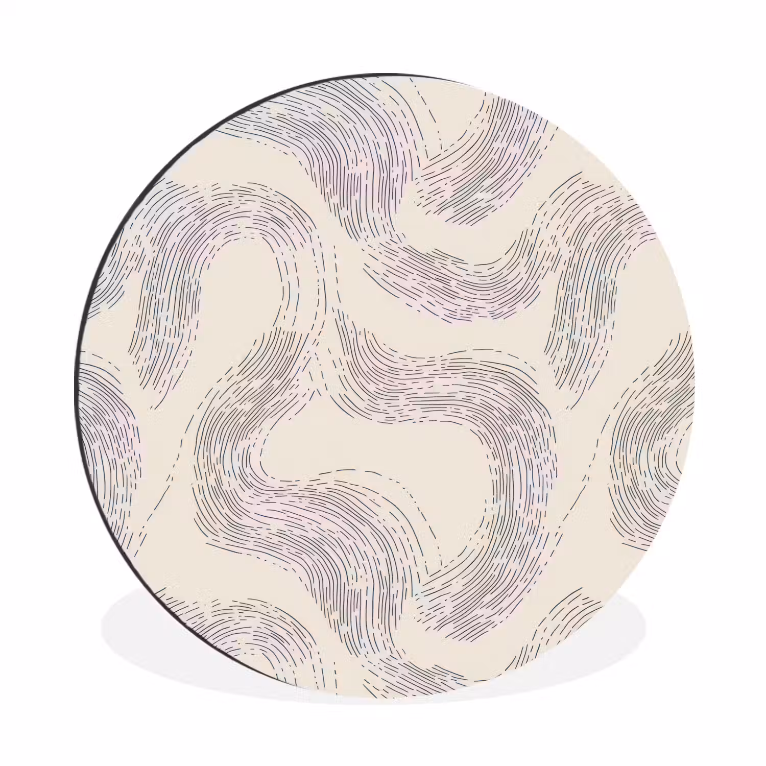 Lijnen - Patroon - Beige - Minimalistisch Wandcirkel aluminium klein 190 -3d