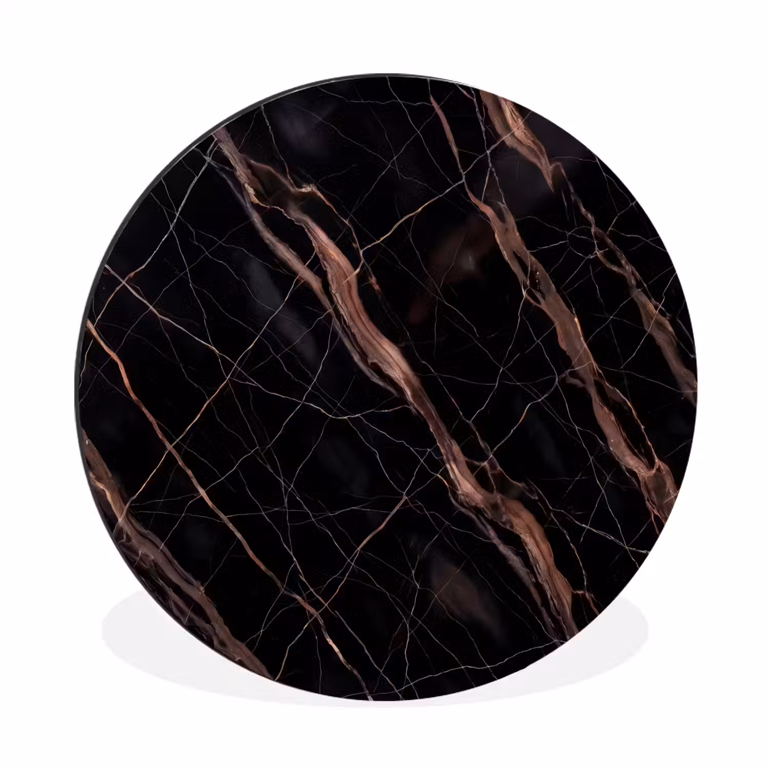 Marmer - Goud - Patroon - Luxe - Zwart Wandcirkel aluminium klein -3d