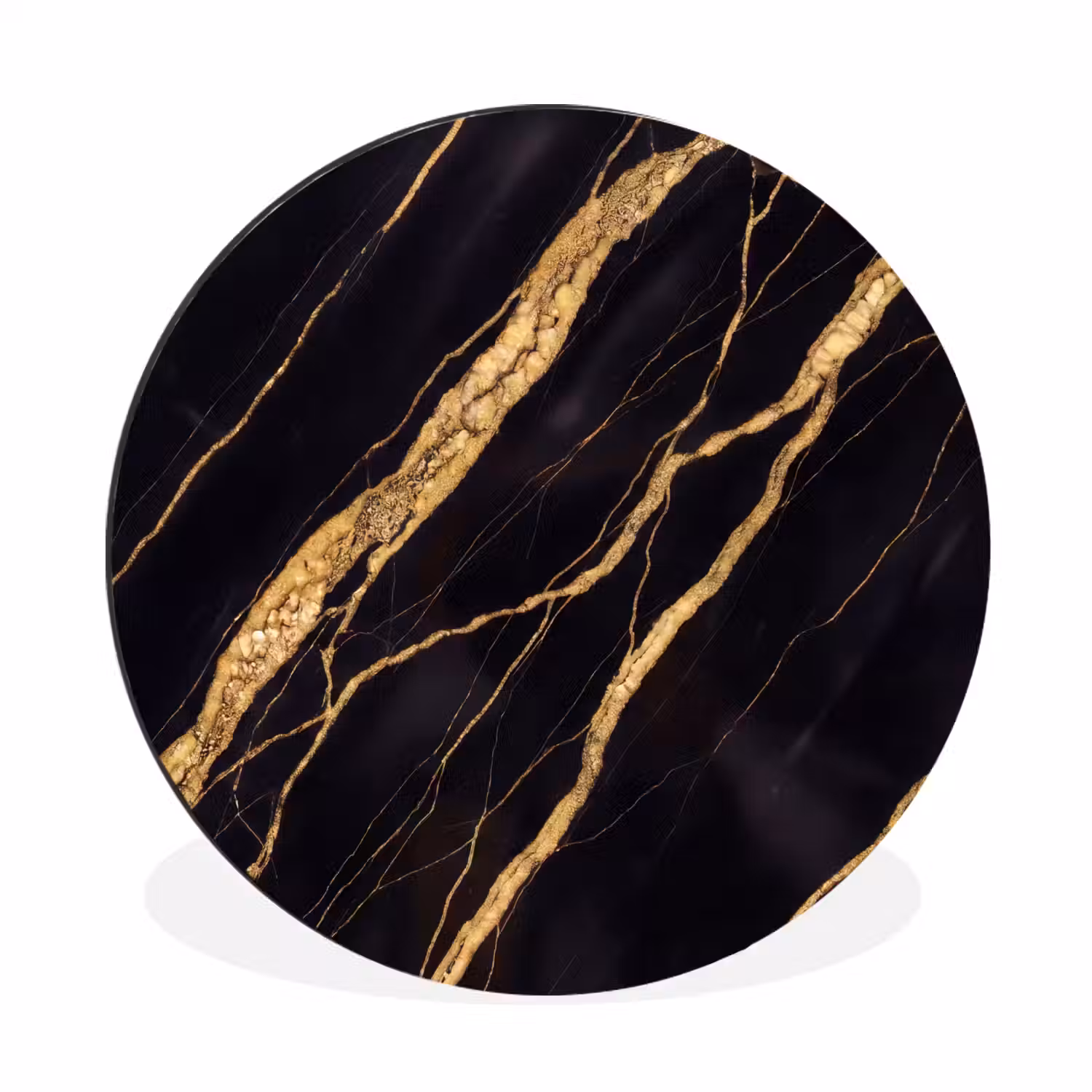 Marmer - Goud - Textuur - Abstract - Zwart Wandcirkel aluminium klein -3d