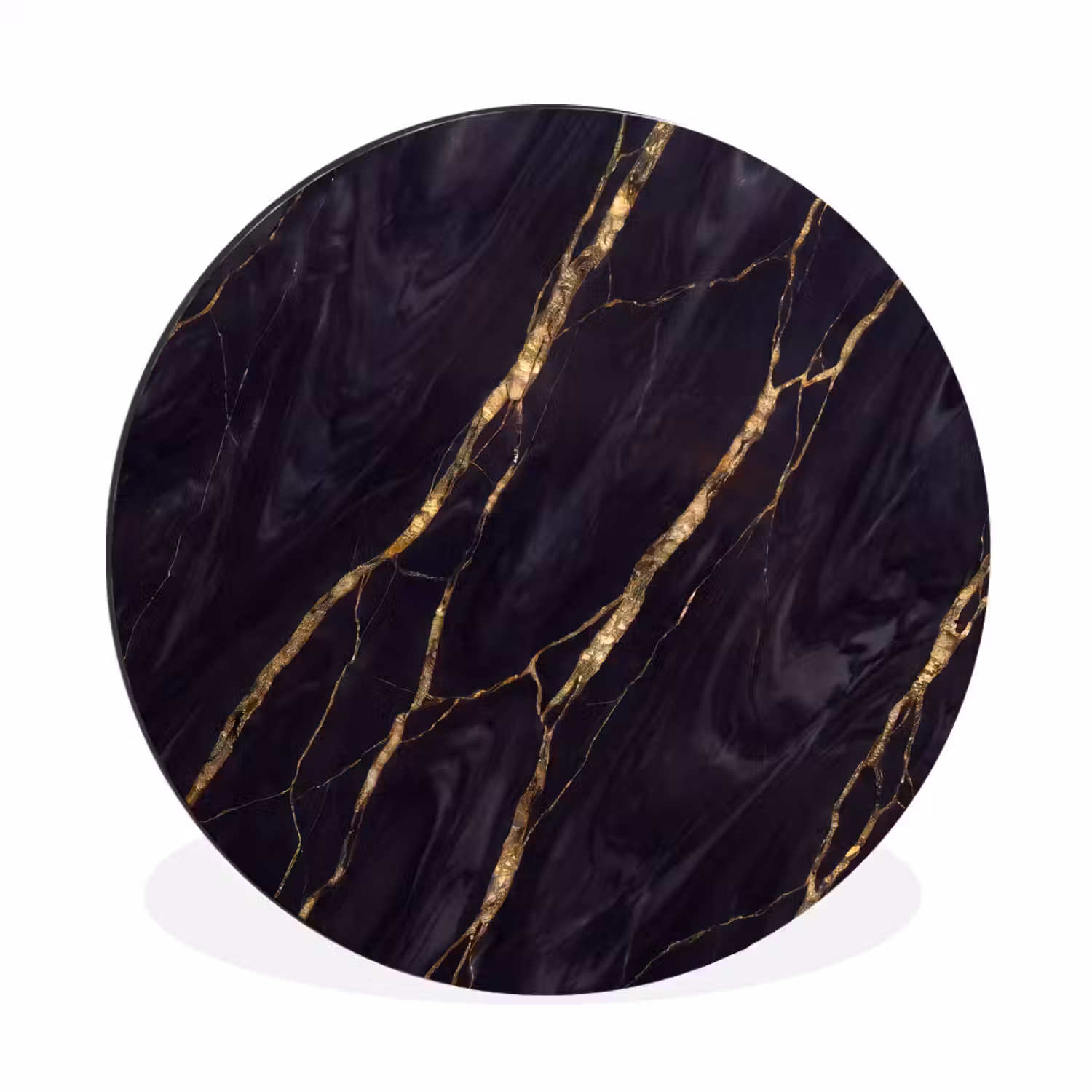 Marmer - Gouden aders - Abstract - Zwart Wandcirkel aluminium klein -3d