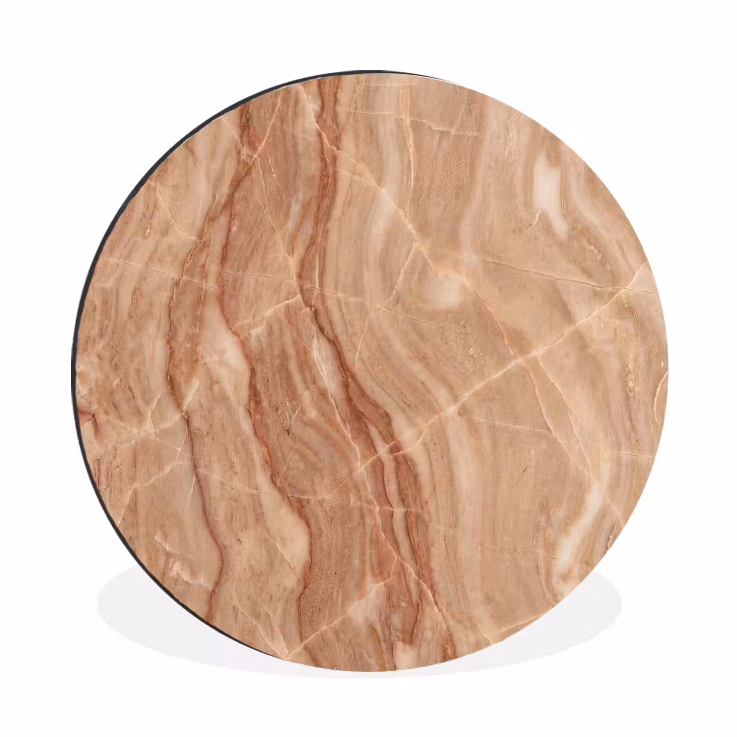 Marmer - Ader - Natuur - Abstract - Beige Wandcirkel aluminium klein -3d