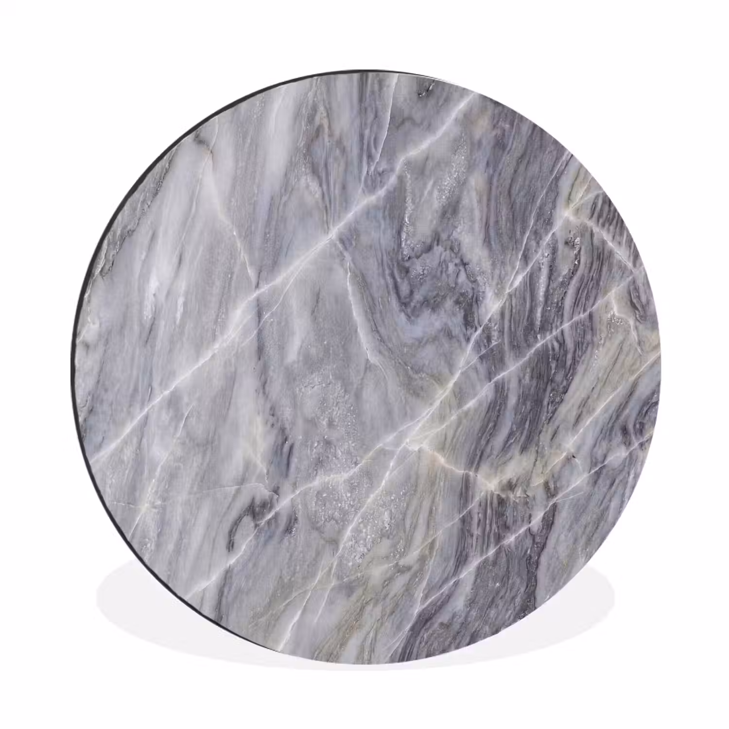 Marmer - Ader - Patroon - Abstract - Grijs Wandcirkel aluminium klein -3d