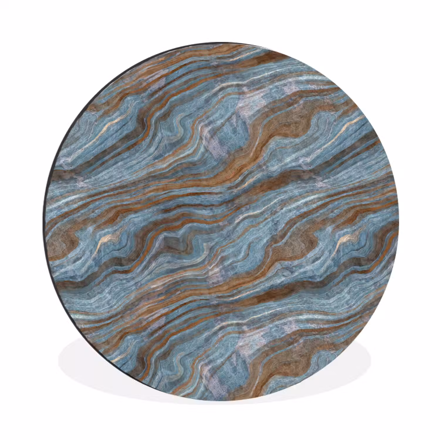 Patroon - Steen - Blauw Wandcirkel aluminium klein 190 -3d