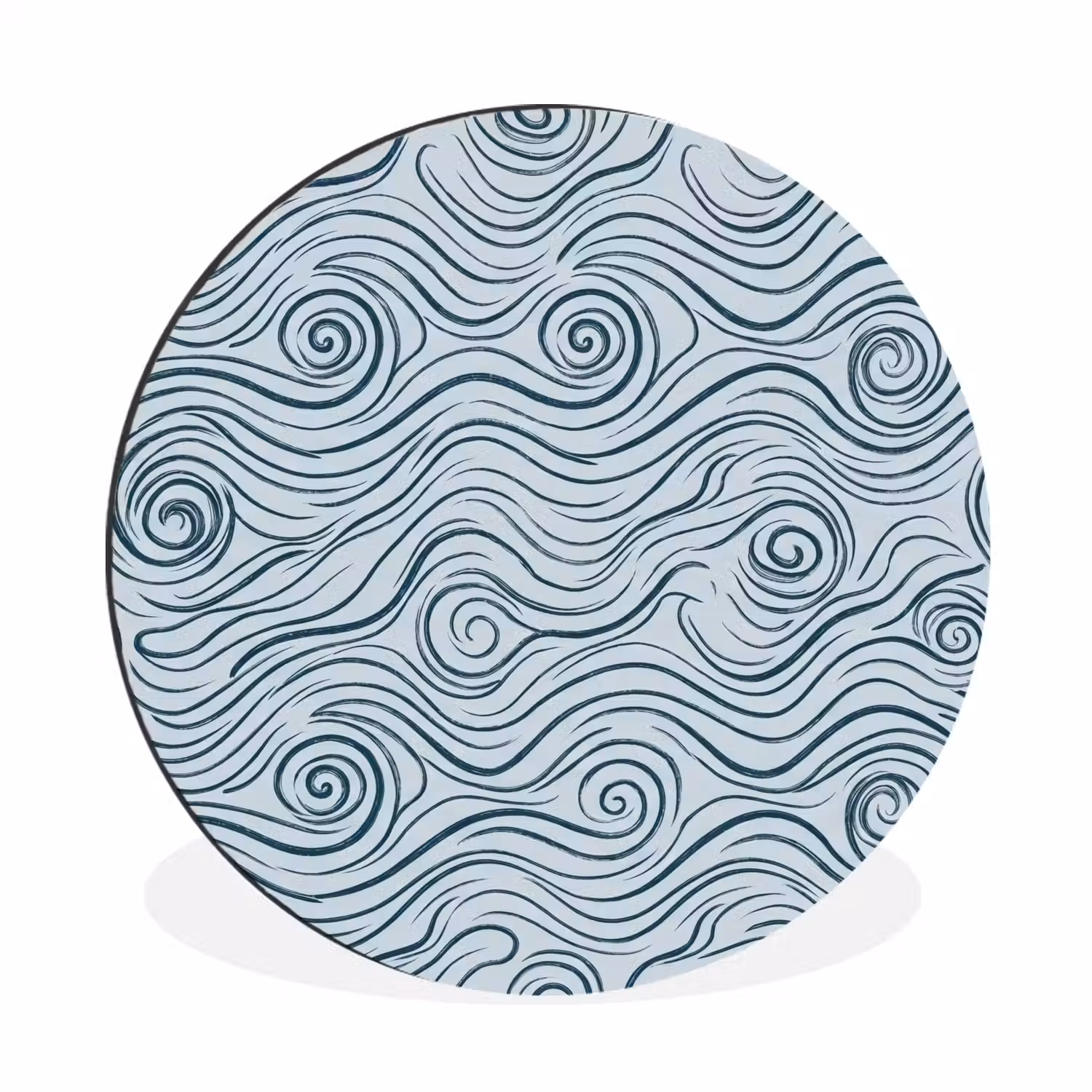 Patroon - Golven - Abstract - Modern - Blauw Wandcirkel aluminium klein -3d