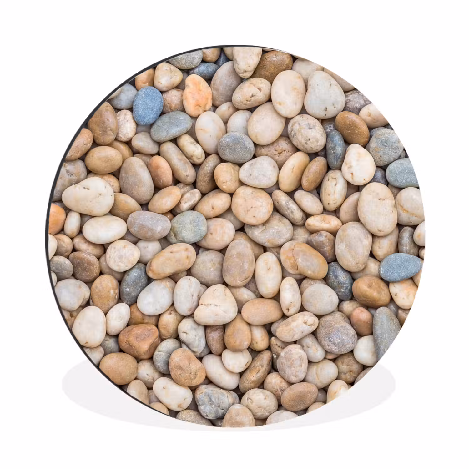 Kiezelstenen - Natuur - Textuur - Beige - Grijs Wandcirkel aluminium klein -3d