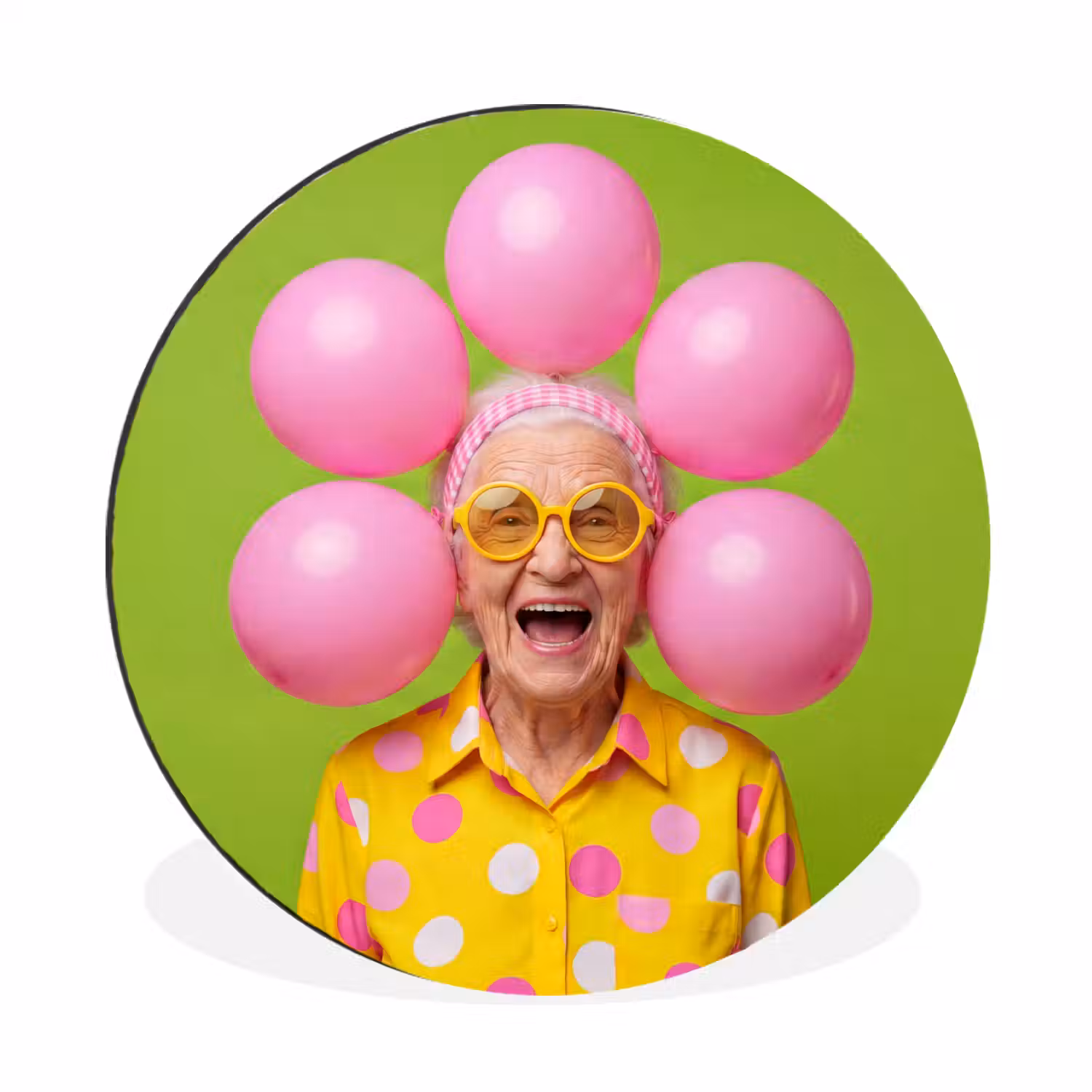Mens - Ballonnen - Feest - Kleurrijk - Roze Wandcirkel aluminium klein -3d