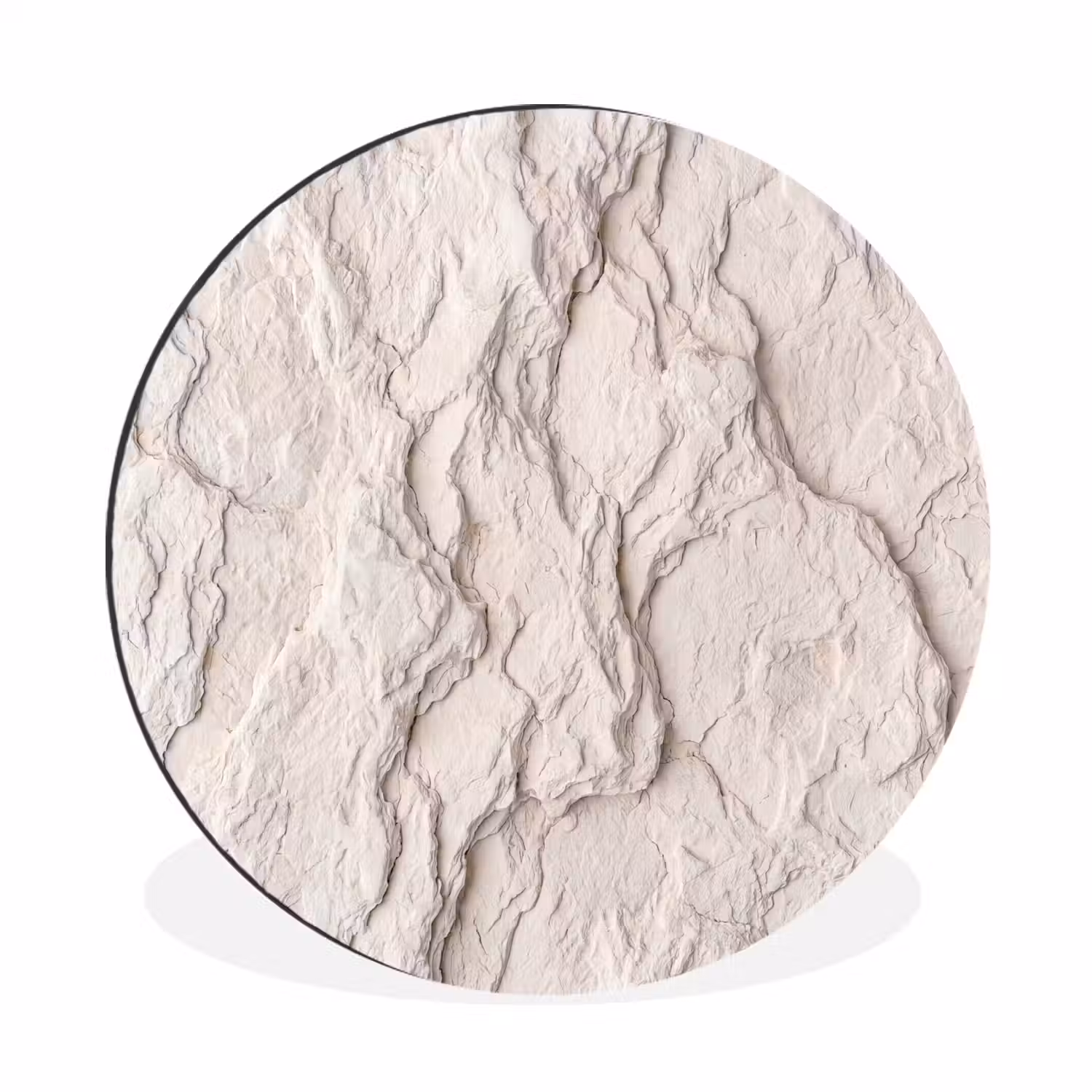 Rots - Structuur - Natuur - Beige - Abstract Wandcirkel aluminium klein -3d