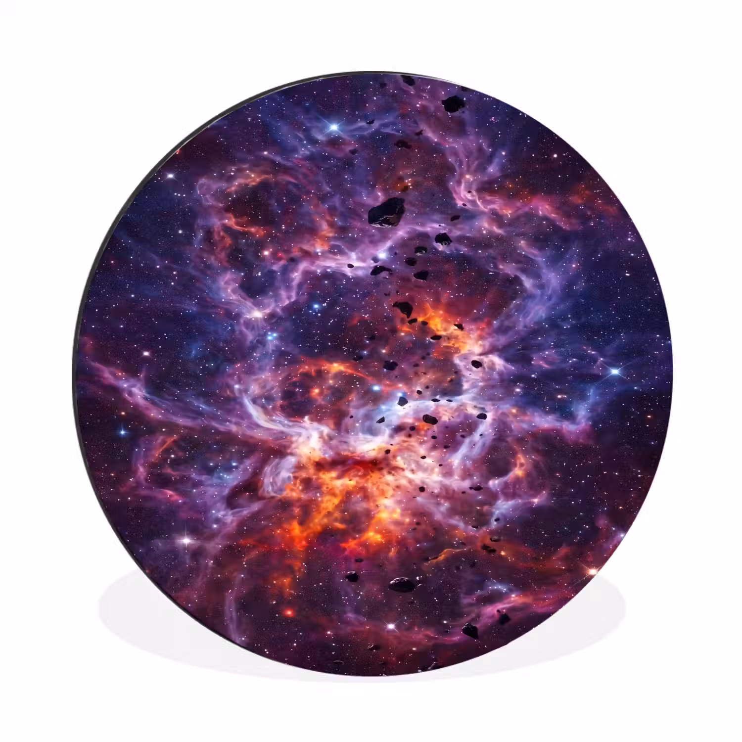 Space - Stars - Abstract - Colorful Wandcirkel aluminium klein -3d