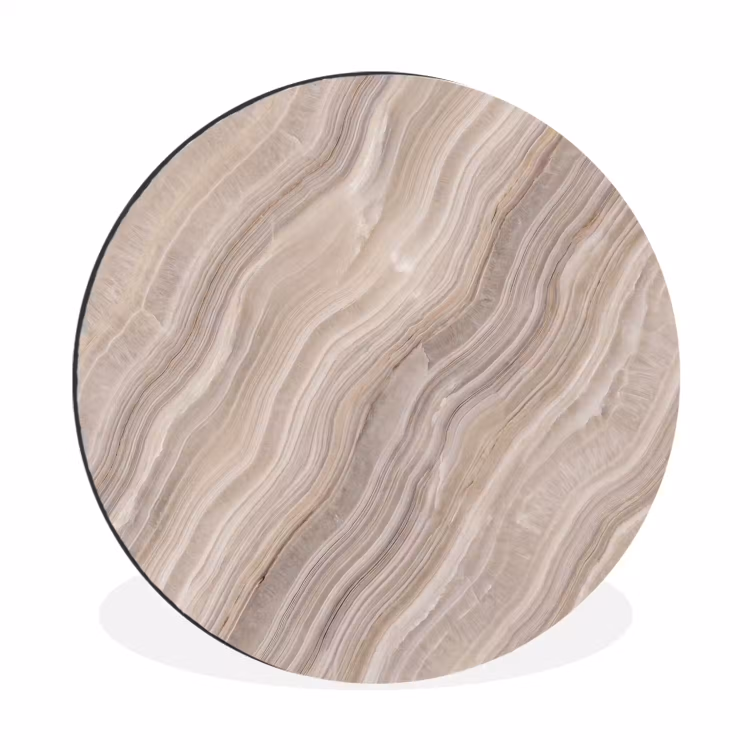 Textuur - Golvend - Abstract - Modern - Beige Wandcirkel aluminium klein -3d