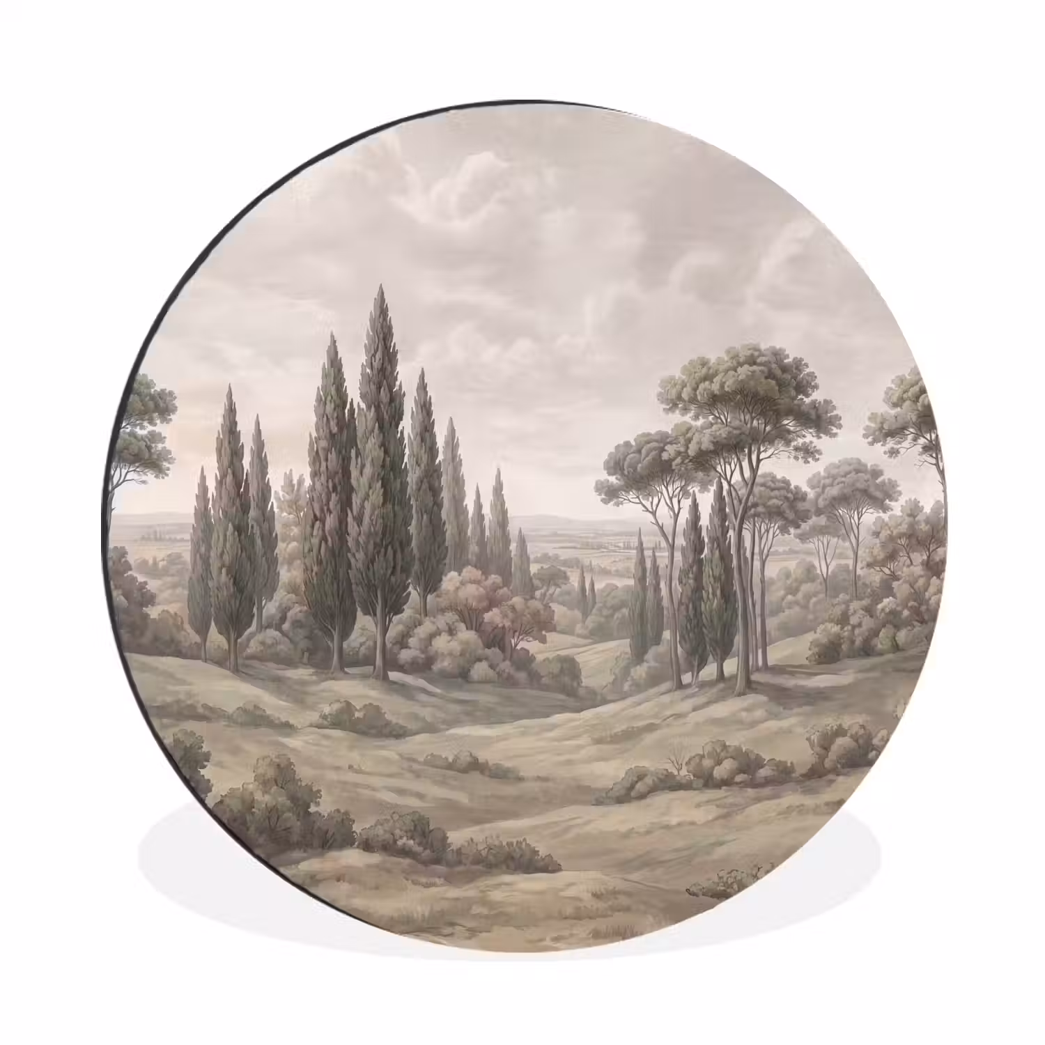 Vallei - Bos - Natuur - Groen Wandcirkel aluminium klein -3d