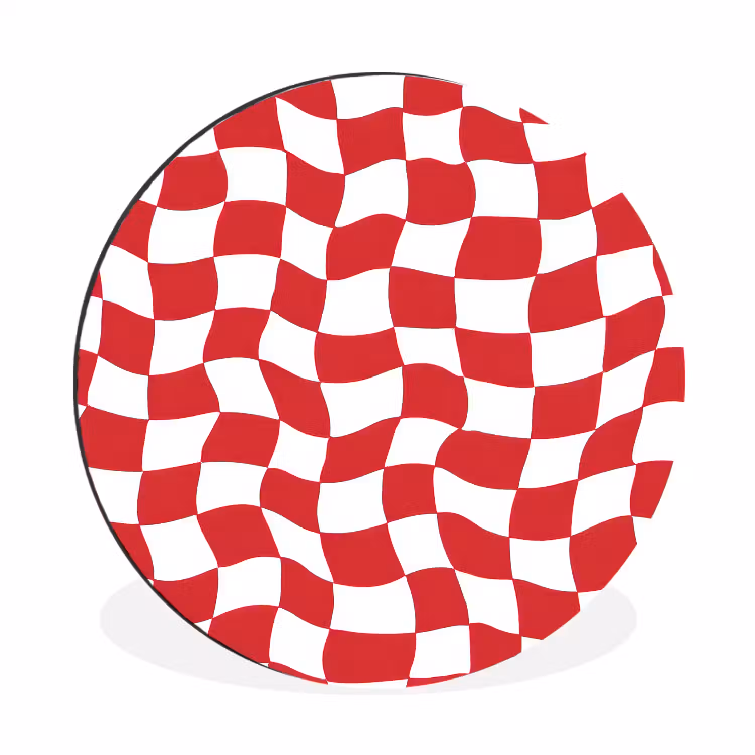 Golvend - Patroon - Rood Wandcirkel aluminium klein 190 -3d