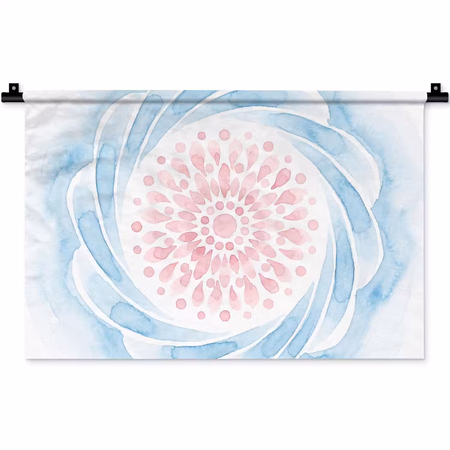 Abstract - Bloemvorm - Aquarel - Roze - Blauw Wandkleed katoen klein -zz3d