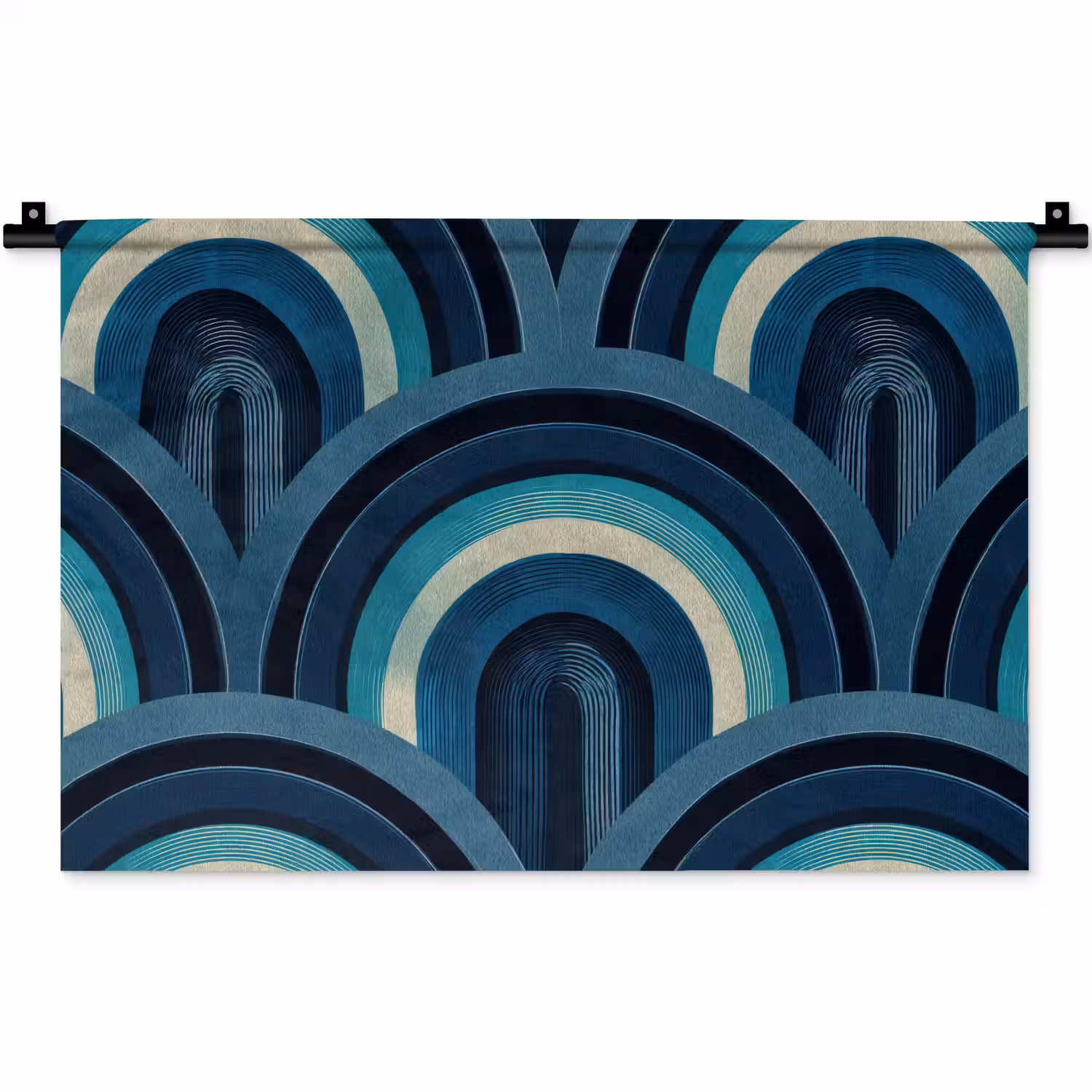 Bogen - Geometrisch - Patroon - Blauw - Retro Wandkleed katoen klein 269 -zz3d